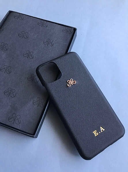 Deri iPhone Kılıf 12 Mini Siyah Saffiano
