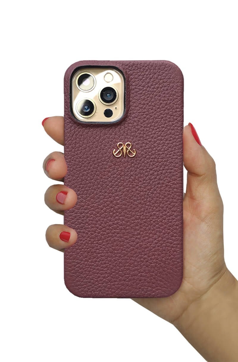 Deri iPhone Kılıf 12 Pro Max Bordo Togo Full Deri