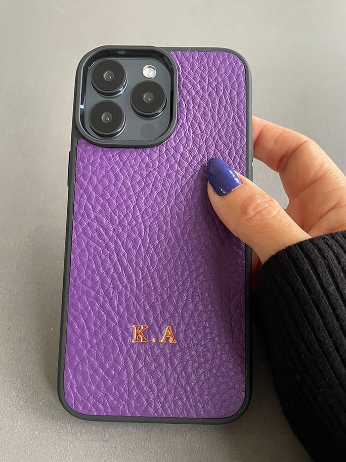 Deri iPhone Kılıf 12 Pro Max Mor Togo