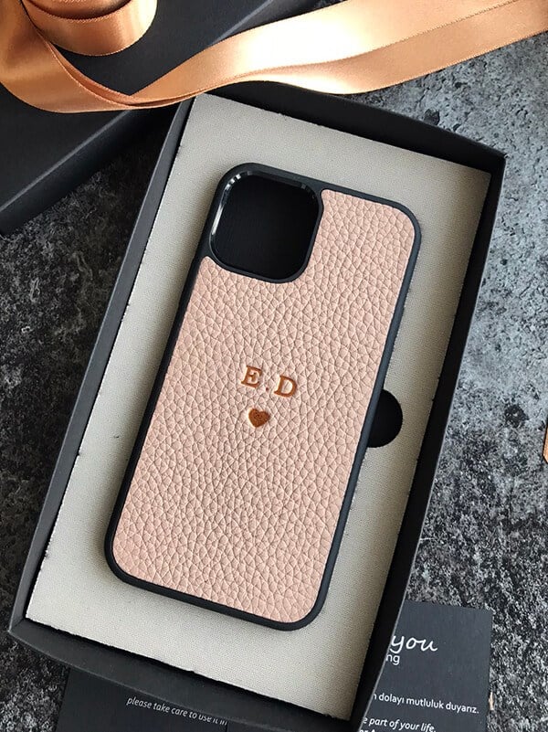 Deri iPhone Kılıf 12 Pro Max Pudra Togo