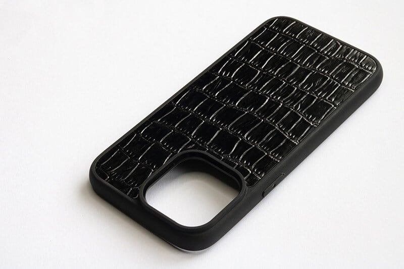 Deri iPhone Kılıf 12 Pro Max Siyah Croco