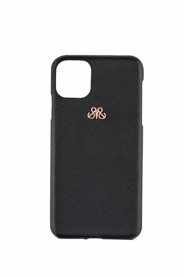 Deri iPhone Kılıf 12 Pro Max Siyah Saffiano Full Deri