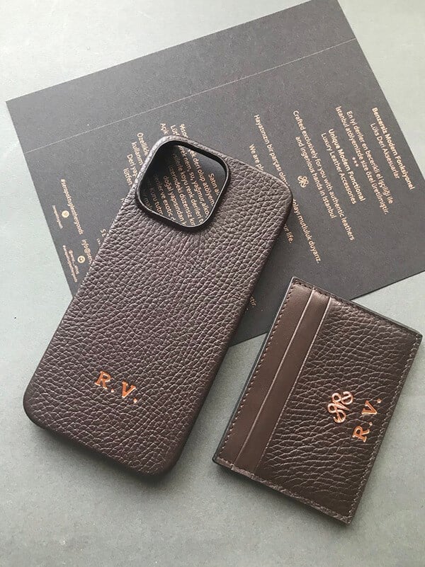 Deri iPhone Kılıf 13 Mini Kahve Togo