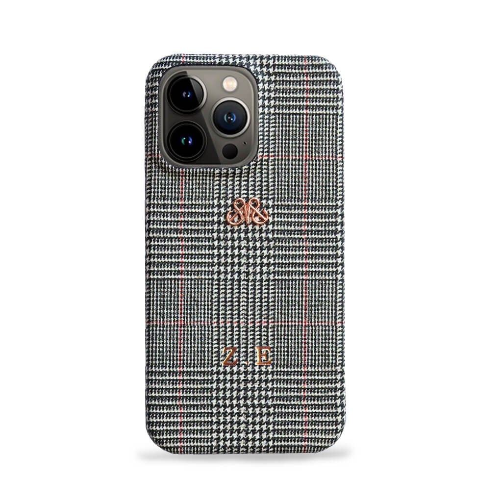 Deri iPhone Kılıf 13 Pro Ekose Full Deri