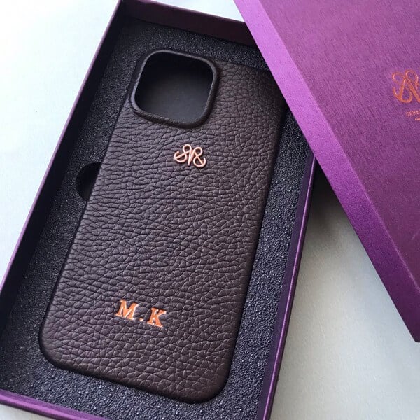 Deri iPhone Kılıf 13 Pro Kahve Togo Full Deri