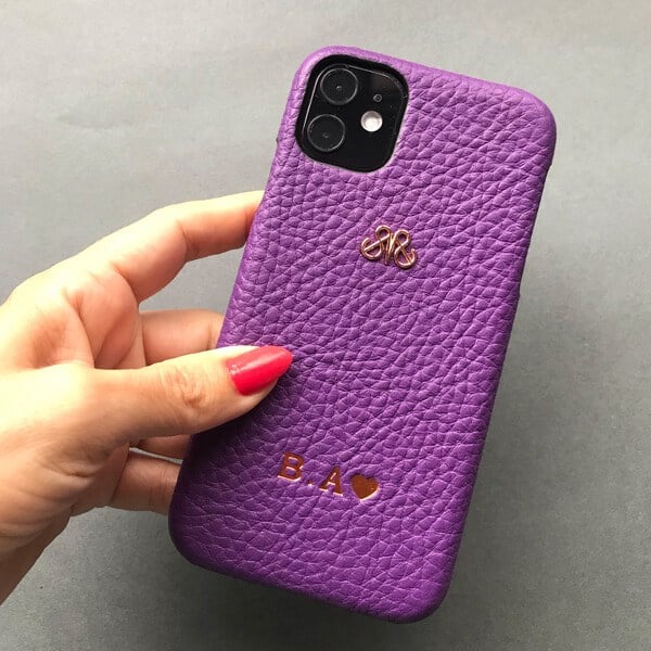 Deri iPhone Kılıf 13 Pro Mor Togo Full Deri