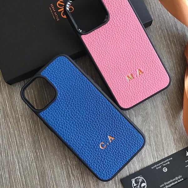 Deri iPhone Kılıf 13 Pro Pembe Togo
