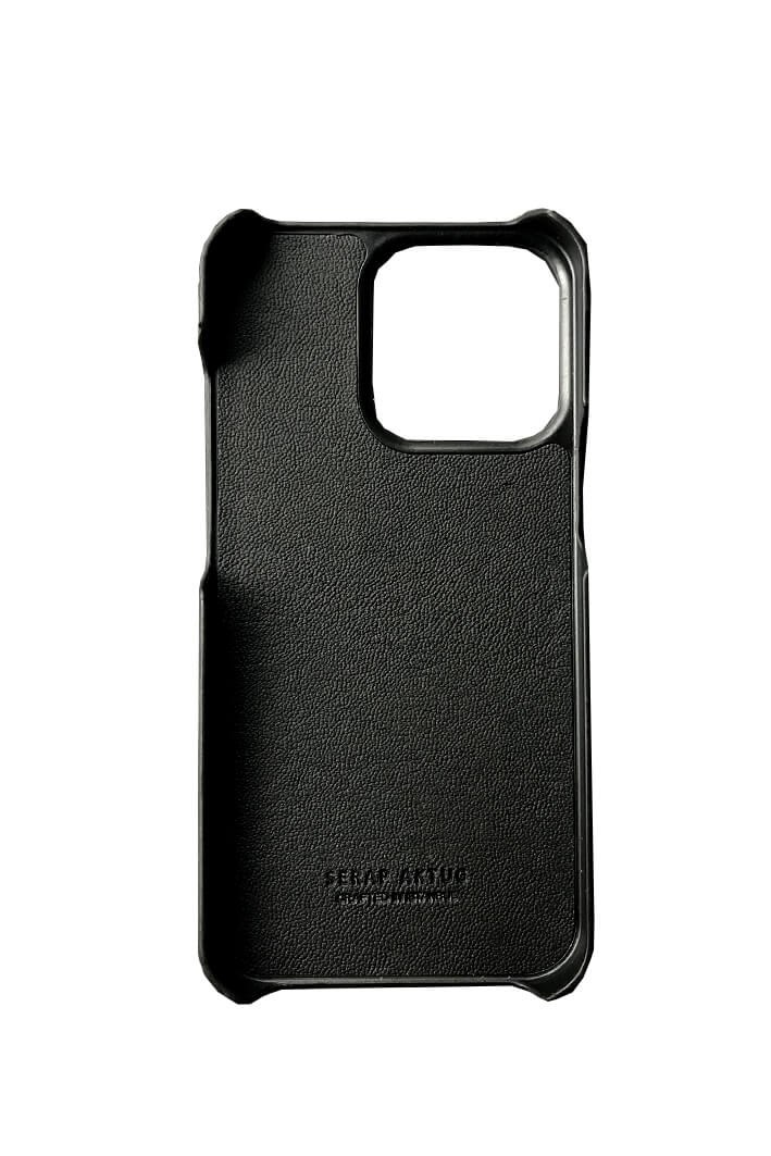 Deri iPhone Kılıf 13 Pro Saks Mavi Croco Full Deri