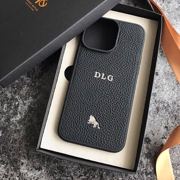 Deri iPhone Kılıf 14- iPhone Kılıf 13 Siyah Togo
