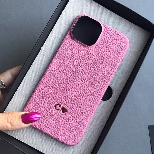 Deri iPhone Kılıf 14-13 Pembe Togo Full Deri