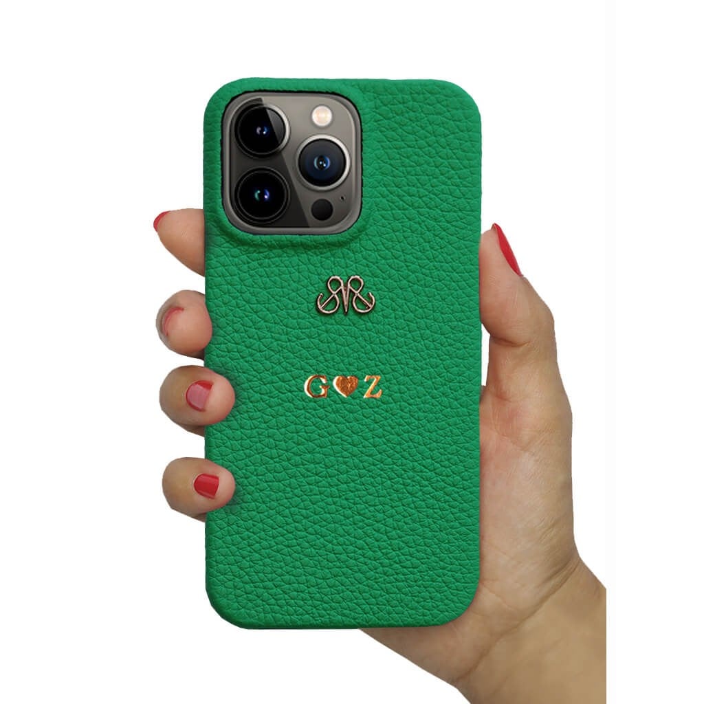 Deri iPhone Kılıf 14-13 Yeşil Togo Full Deri