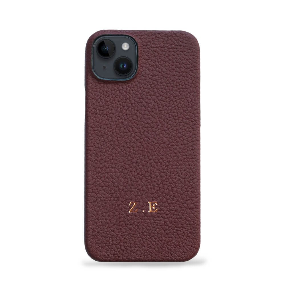 Deri iPhone Kılıf 14 Plus Bordo Togo Full Deri
