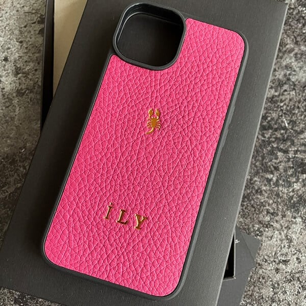 Deri iPhone Kılıf 14 Plus Fuşya Togo