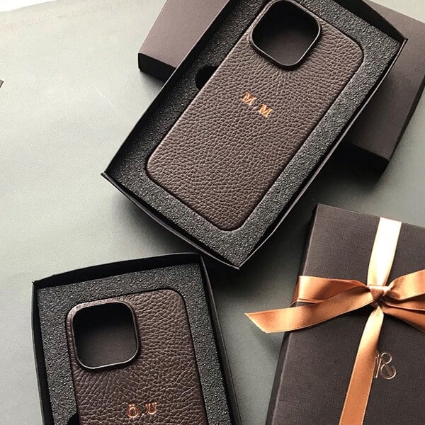 Deri iPhone Kılıf 14 Plus Kahve Togo Full Deri