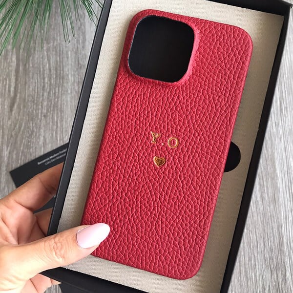 Deri iPhone Kılıf 14 Plus Kırmızı Togo Full Deri