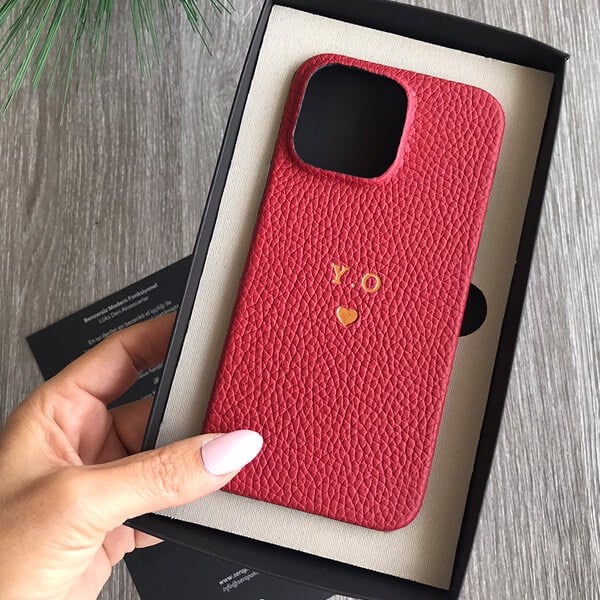 Deri iPhone Kılıf 14 Plus Kırmızı Togo Full Deri