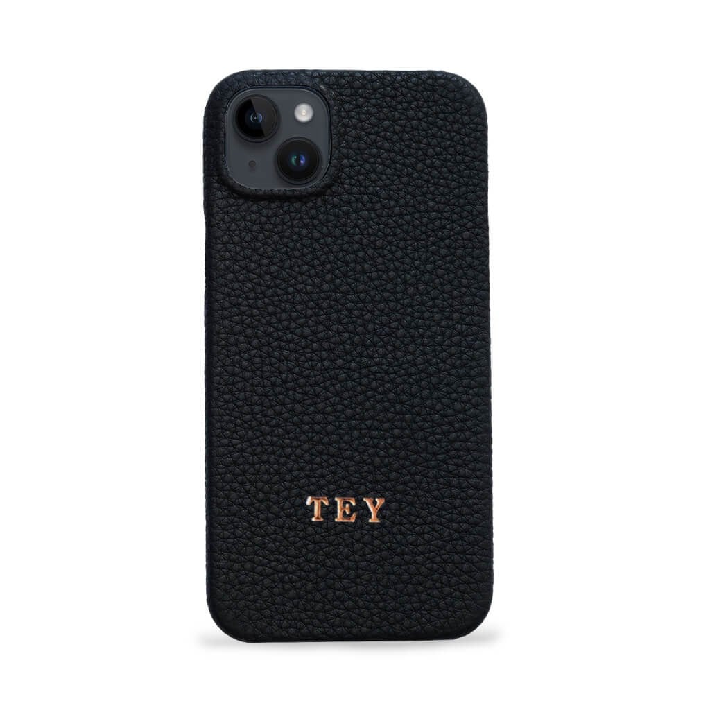 Deri iPhone Kılıf 14 Plus Siyah Togo Full Deri