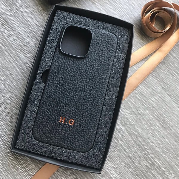 Deri iPhone Kılıf 14 Plus Siyah Togo Full Deri