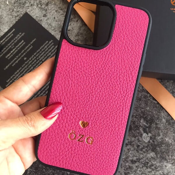 Deri iPhone Kılıf 14 Pro Fuşya Togo