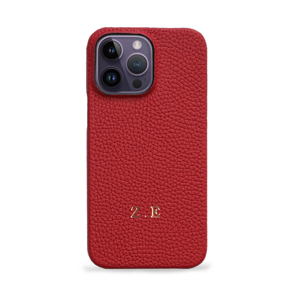 Deri iPhone Kılıf 14 Pro Kırmızı Togo Full Deri