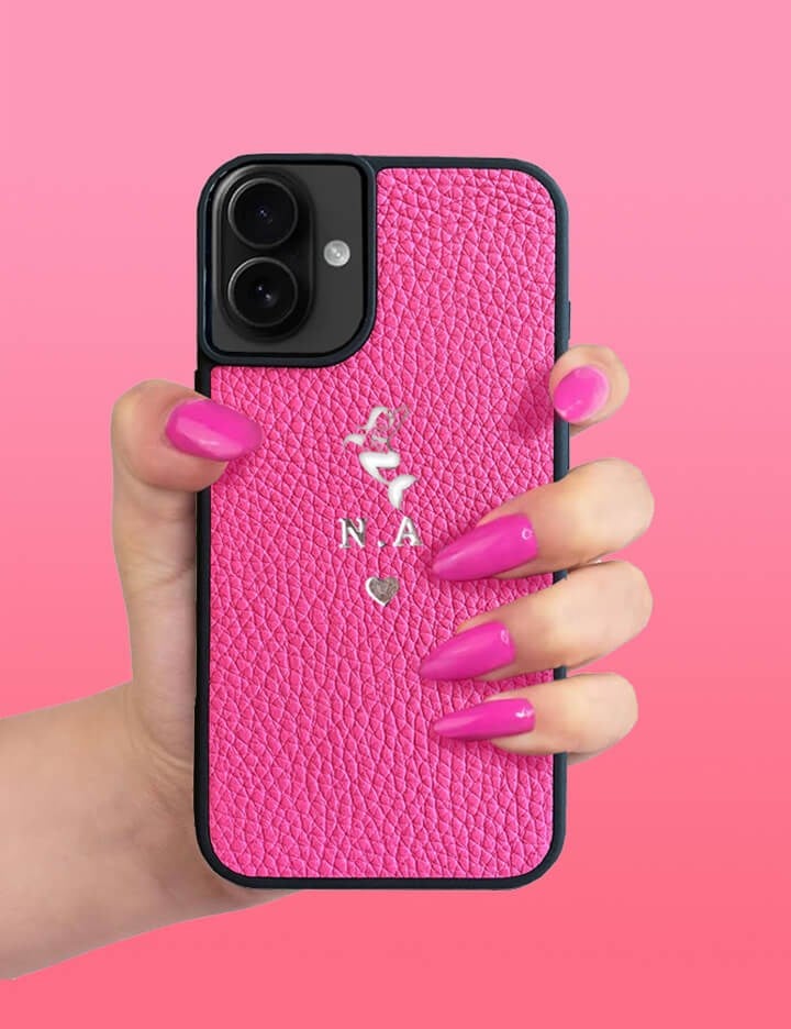 Deri iPhone Kılıf 14 Pro Max  Fuşya Togo