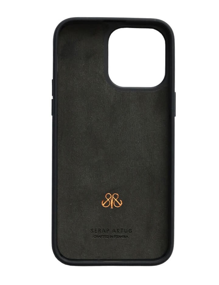Deri iPhone Kılıf 14 Pro Max Siyah Croco