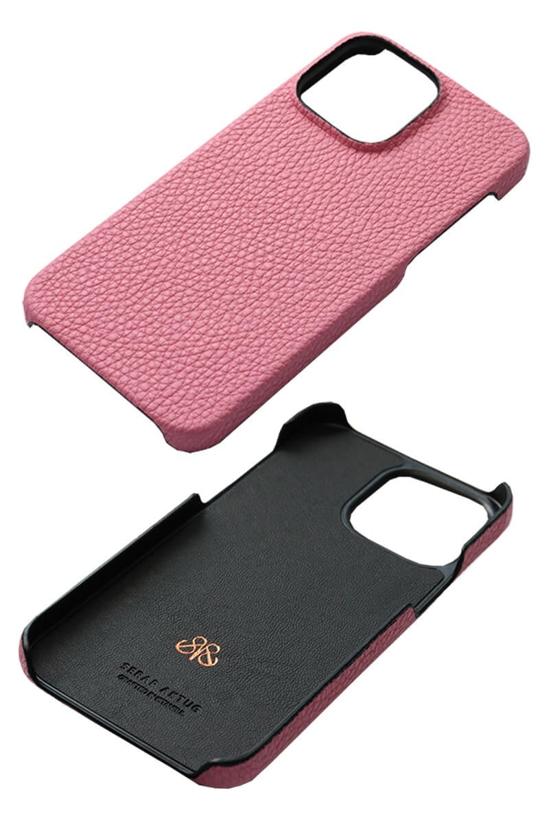 Deri iPhone Kılıf 14 Pro Pembe Togo Full Deri