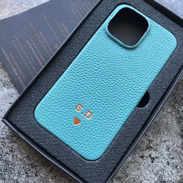 Deri iPhone Kılıf 14 Pro Petrol Togo Full Deri