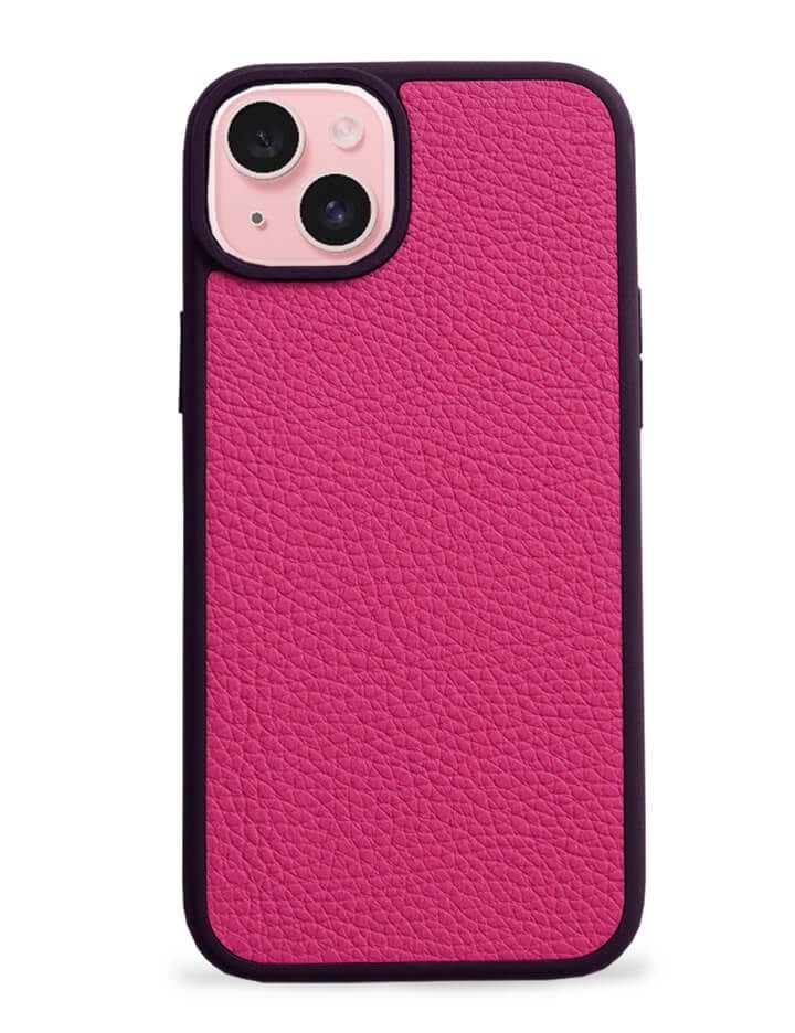 Deri iPhone Kılıf 15 Plus Fuşya Togo