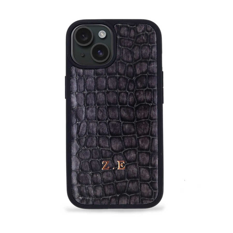 Deri iPhone Kılıf 15 Plus Premium Füme