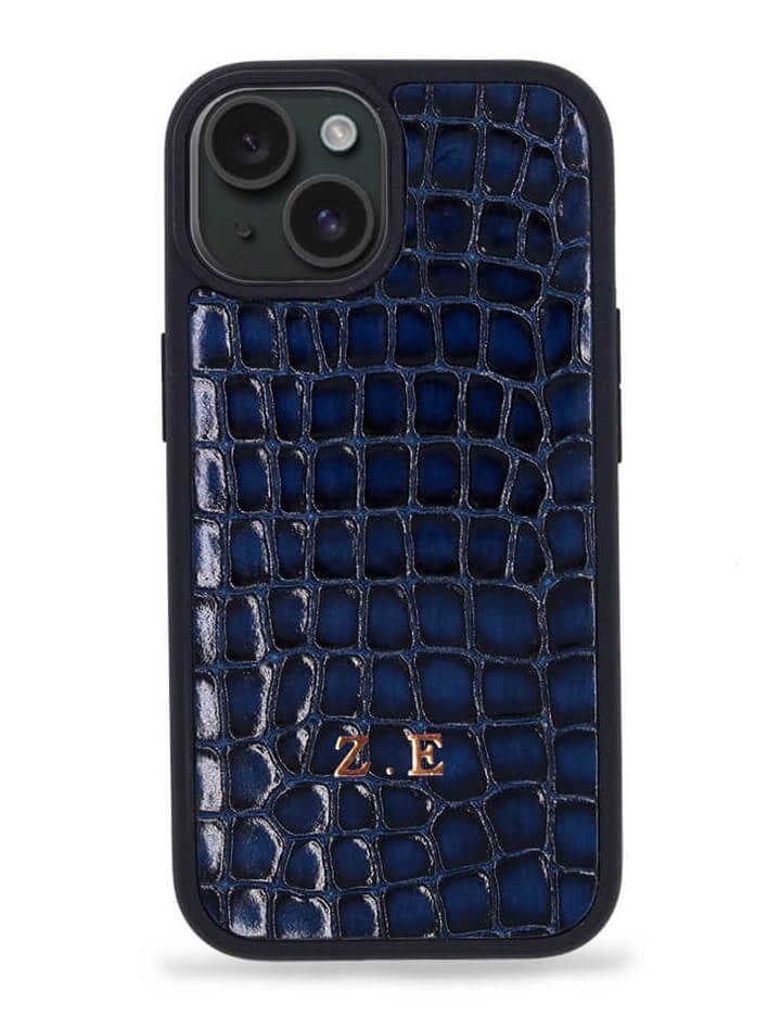 Deri iPhone Kılıf 15 Plus Premium Lacivert