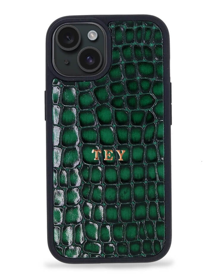 Deri iPhone Kılıf 15 Plus Premium Yeşil