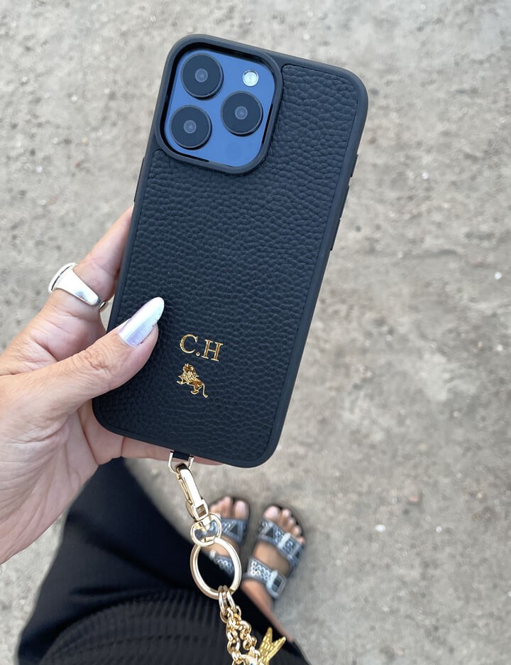 Deri iPhone Kılıf 15 Plus Siyah Togo