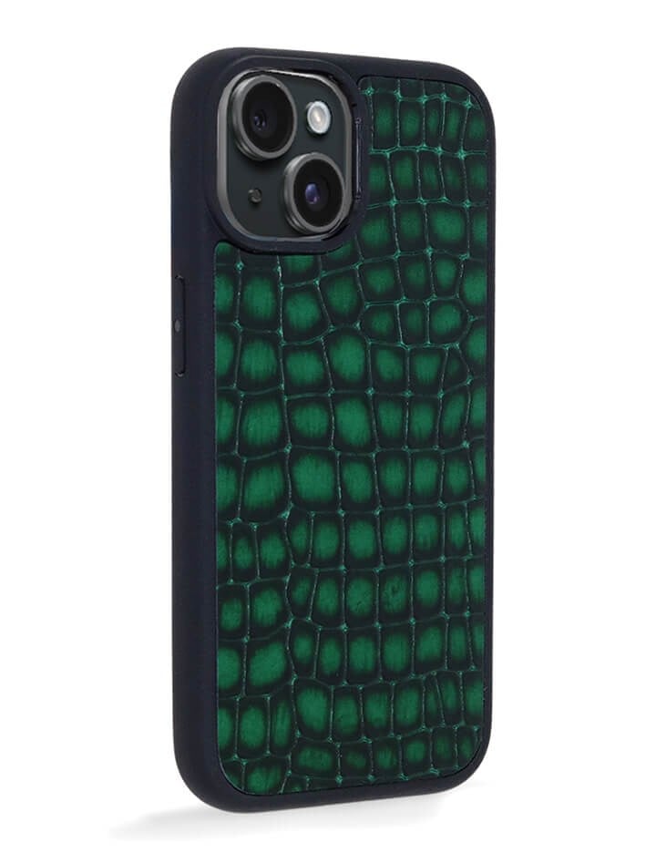 Deri iPhone Kılıf 15 Premium Yeşil