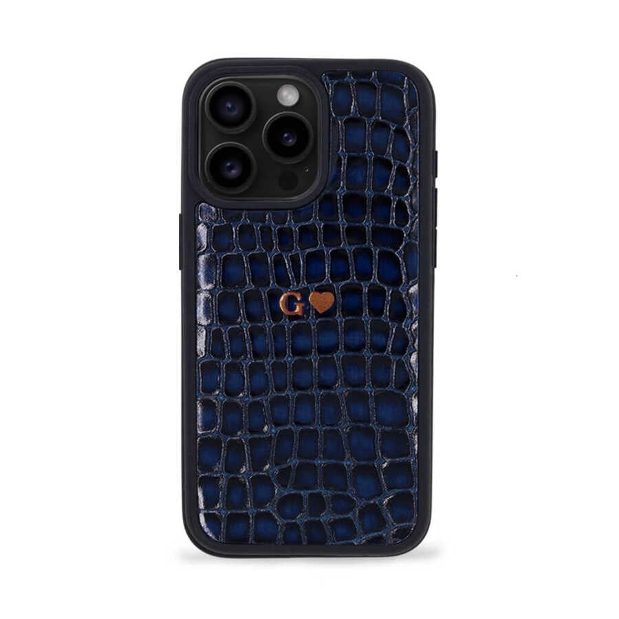 Deri iPhone Kılıf 15 Pro Max Premium Lacivert
