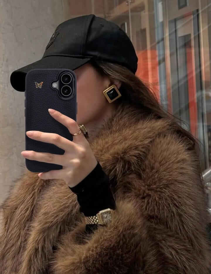 Deri iPhone Kılıf 15 Pro Max Siyah Togo