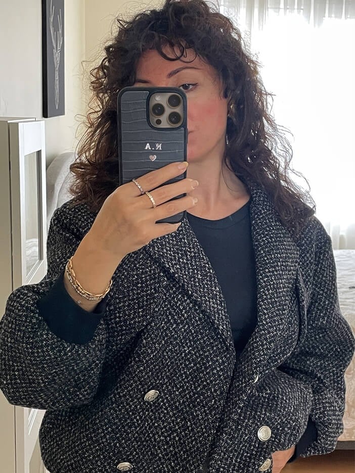 Deri iPhone Kılıf 16 Pro Max  Gri Croco
