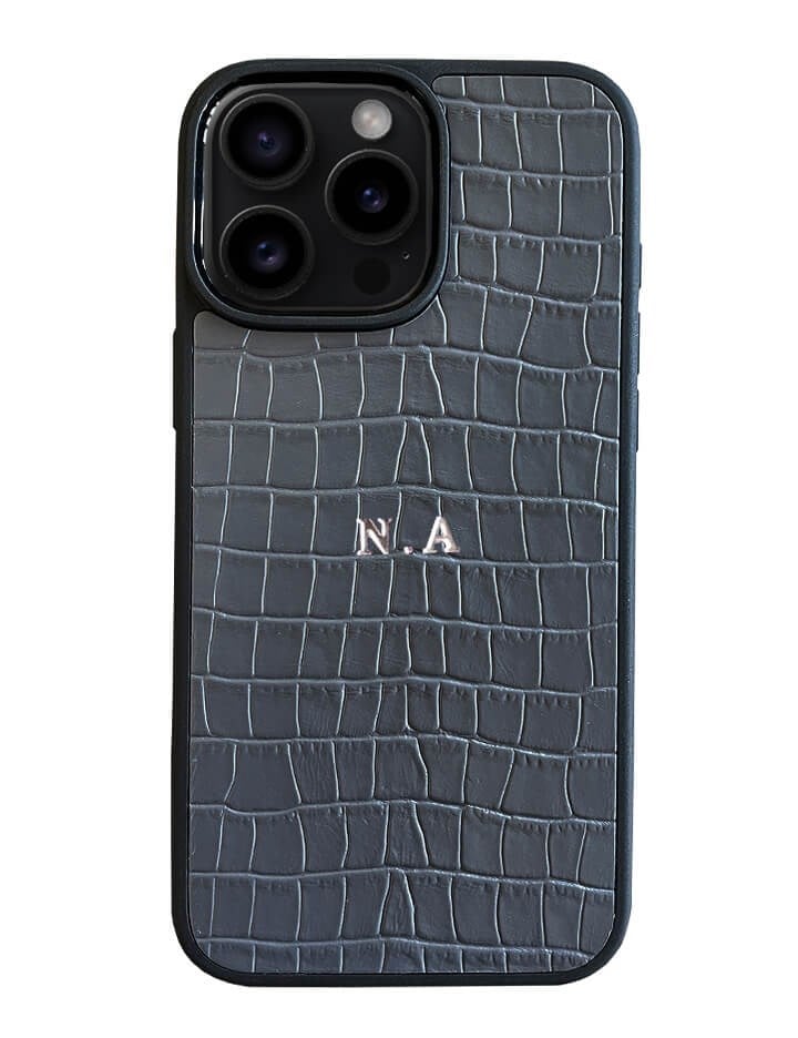 Deri iPhone Kılıf 16 Pro Max  Gri Croco