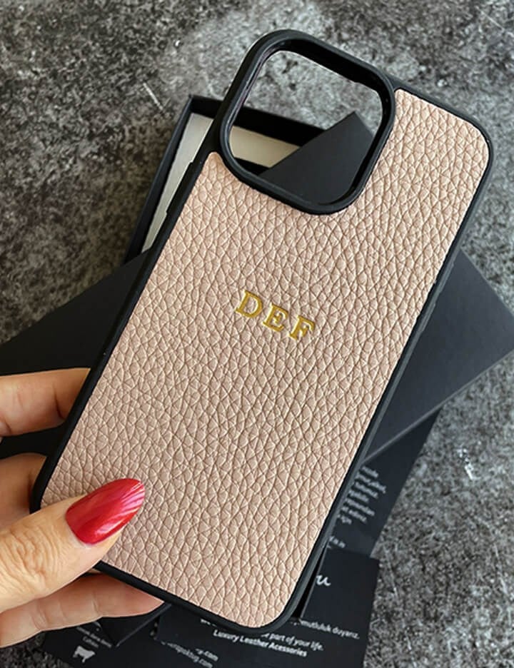 Deri iPhone Kılıf 16 Pro Max Pudra Togo