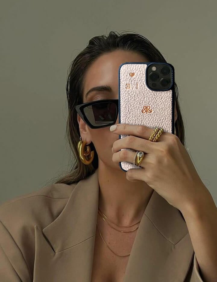 Deri iPhone Kılıf 16 Pro Max Pudra Togo