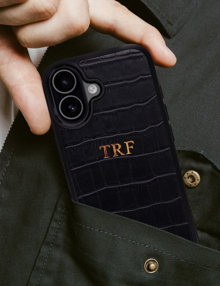 Deri iPhone Kılıf 16 Pro Siyah Croco