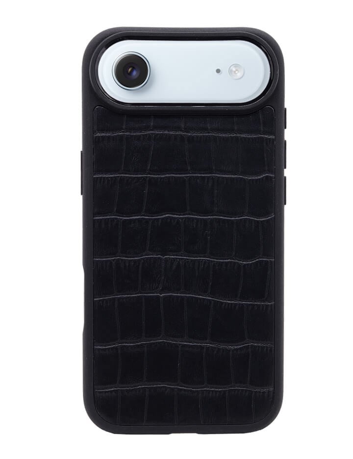 Deri iPhone Kılıf 17 Air Siyah Croco