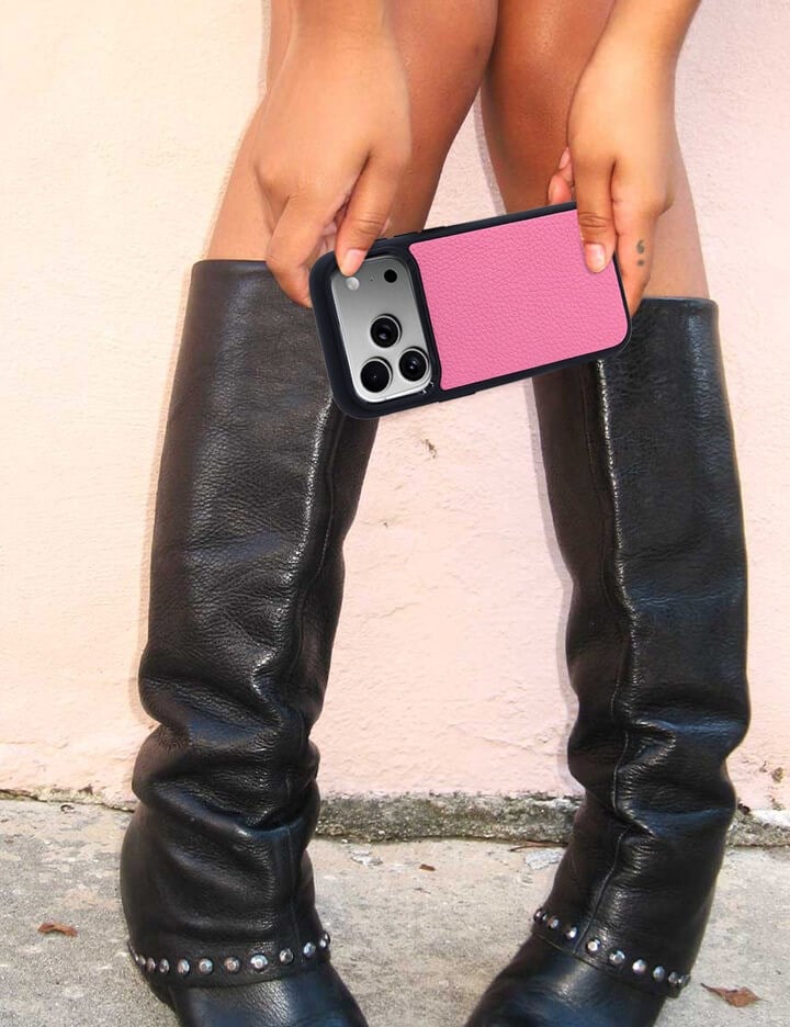 Deri iPhone Kılıf 17 Pro Pembe Togo