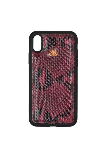 Deri iPhone Kılıf Xr  Bordo Piton