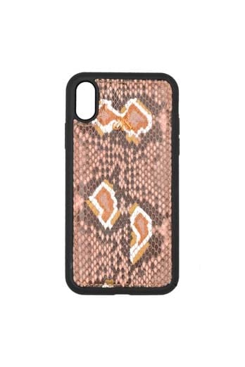 Deri iPhone Kılıf Xr Pembe Piton