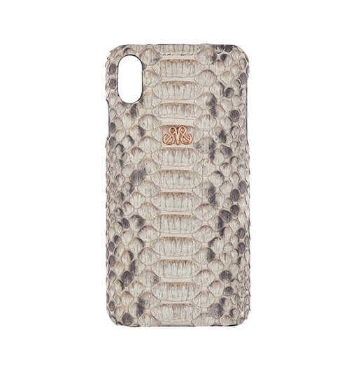 Deri iPhone Kılıf Xs Max  Gri  Piton