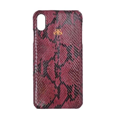Deri iPhone Kılıf Xs Max Bordo Piton