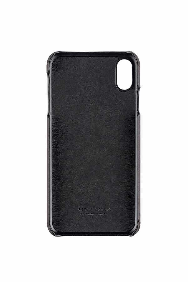 Deri iPhone Kılıf Xs Max Siyah Kuru Kafa Baskılı Tüylü Deri