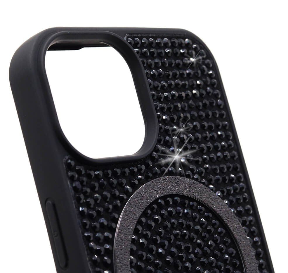iPhone Kılıf 15 MageSafe Özellikli Siyah Taşlı