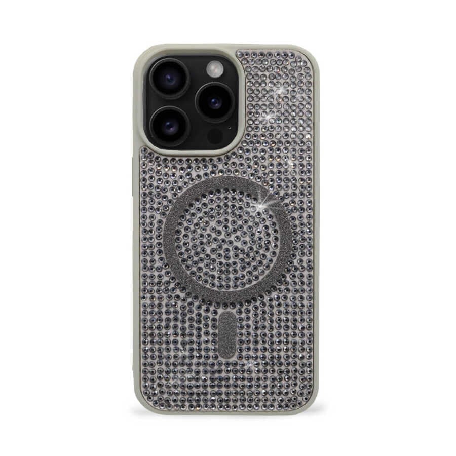 iPhone Kılıf 15 Pro MageSafe Özellikli Natürel Taşlı